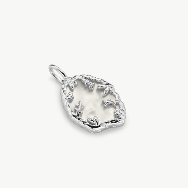 Flora Mother Of Pearl leaf pendant in sterling silver