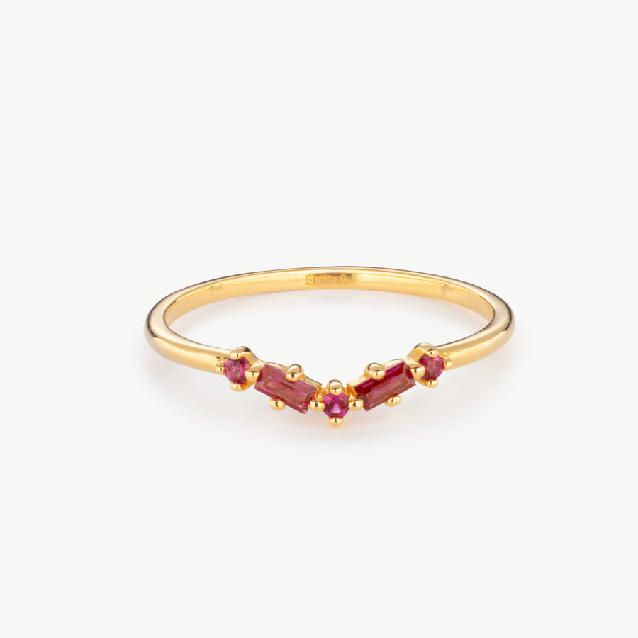 Ruby Wishbone ring in Gold Vermeil