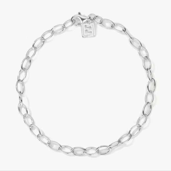 Storia oval link charm bracelet in silver