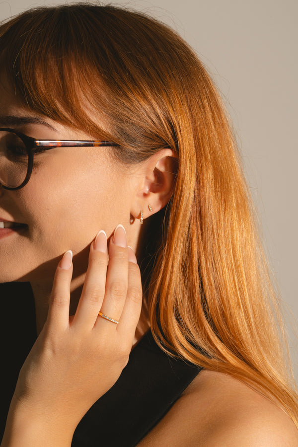 18ct Gold Vermeil lab grown diamond eternity jewellery set on model