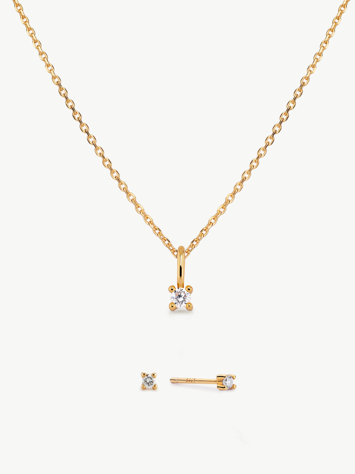 18ct gold vermeil lab grown diamond pendant and stud set