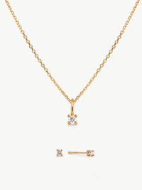 18ct gold vermeil lab grown diamond pendant and stud set