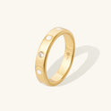 Classic designer style, 14ct Gold ring. Set with single lab grown diamond and white enamel. 