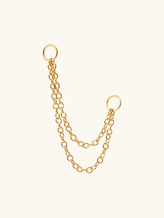 Double chain earring connector in gold vermeil. L'ERA Jewellery.