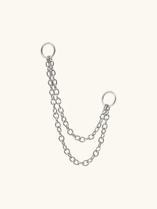 Double chain earring connector in sterling silver. L'ERA Jewellery.