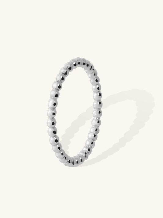 A Delicate beaded stacker ring  in sterling silver