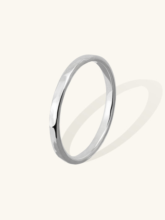 Sterling silver stacking ring with hammered finish. L'ERA Jewellery