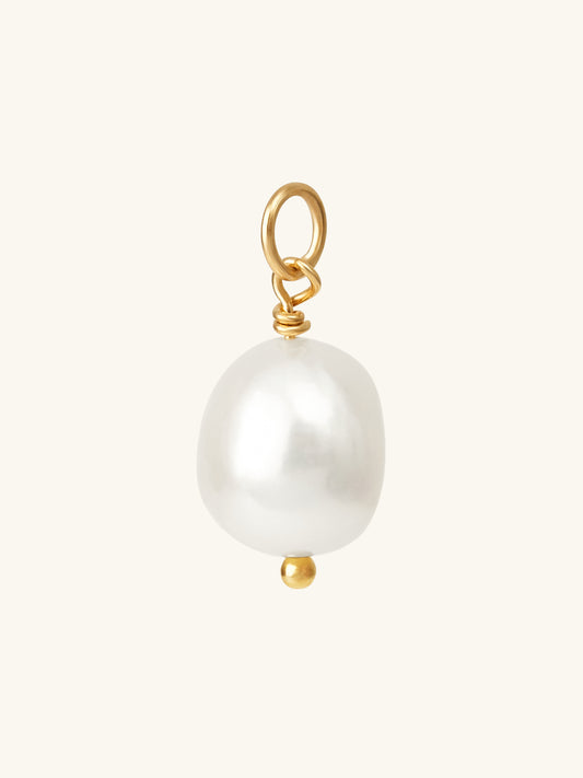 Single Freshwater Cultured pearl drop add-on charm in gold vermeil. L'ERA Jewellery