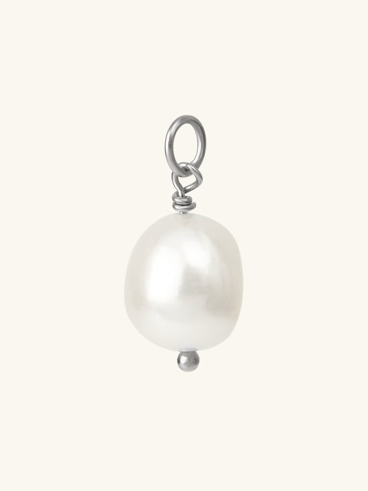 Single Freshwater Cultured pearl drop add-on charm. Sterling Silver. L'ERA Jewellery