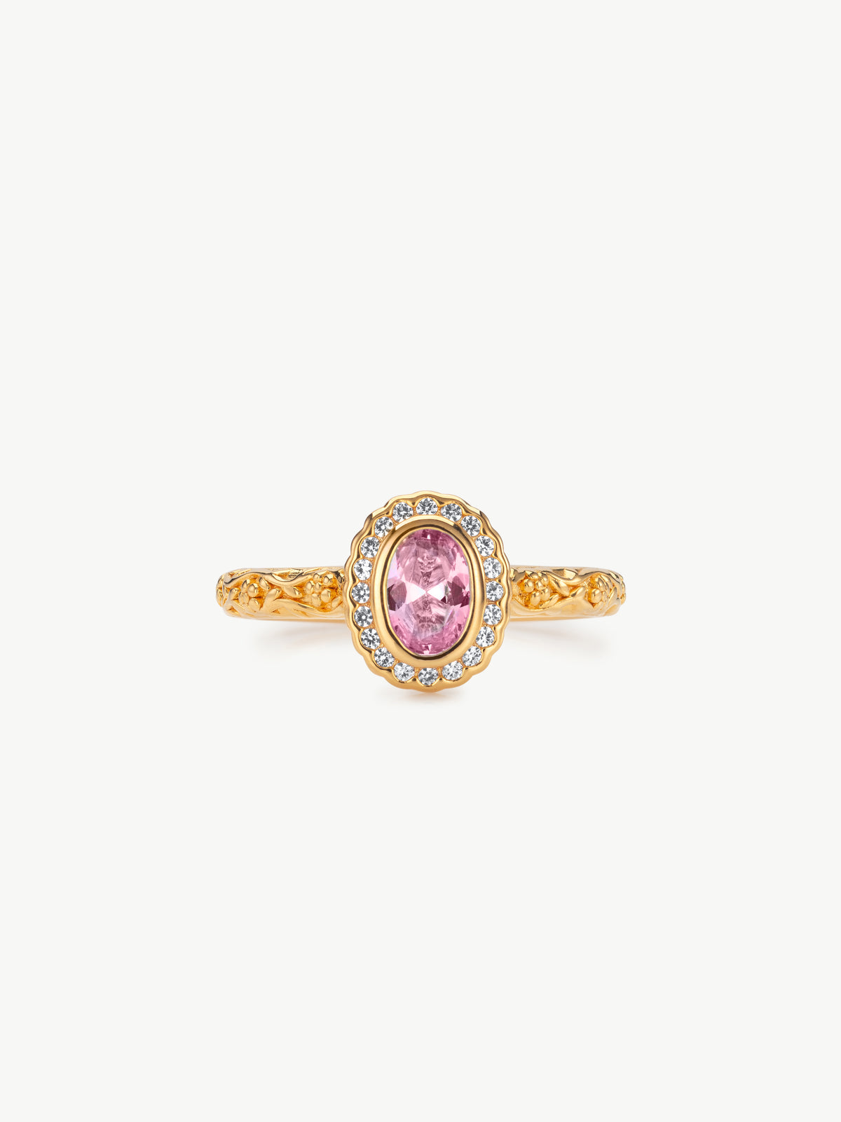 Daphne Pink and White Sapphire Ring