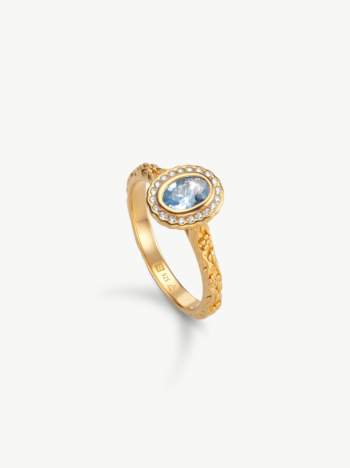 Daphne Aquamarine and White Sapphire Ring