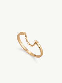 Chain ring in 18ct gold vermeil different angle