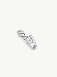 Coffee cup charm in silver laying flat