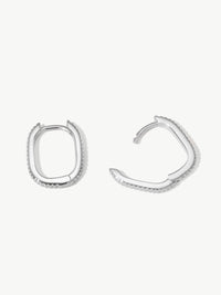 Textured hinged hoop earrings in sterling silver