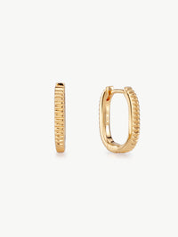 crimped hinged hoop earrings in gold vermeil