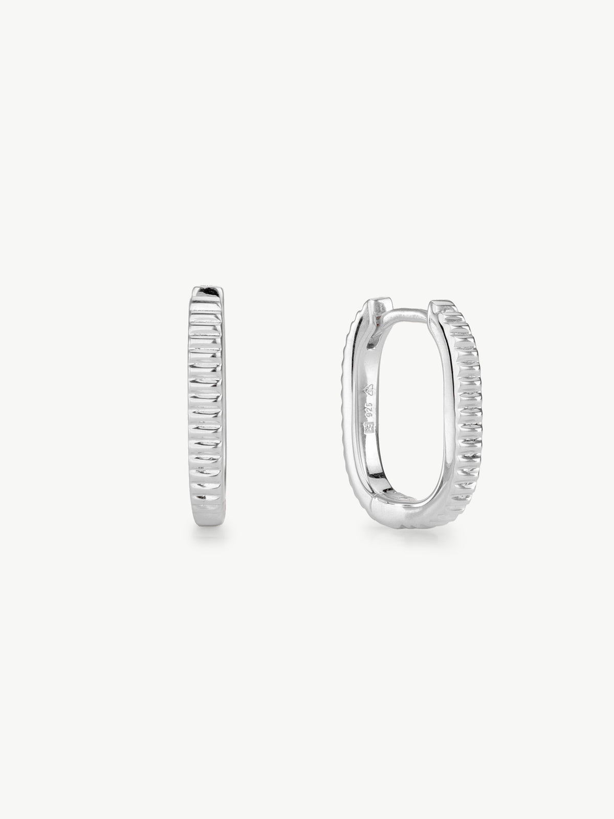 Ridged hinged hoops in 925 sterling silver