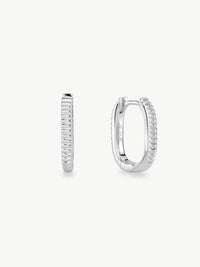 Ridged hinged hoops in 925 sterling silver