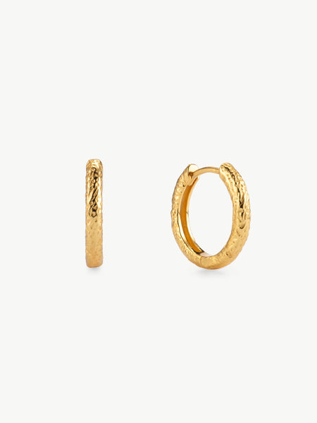 Crushed finish hoops in gold vermeil