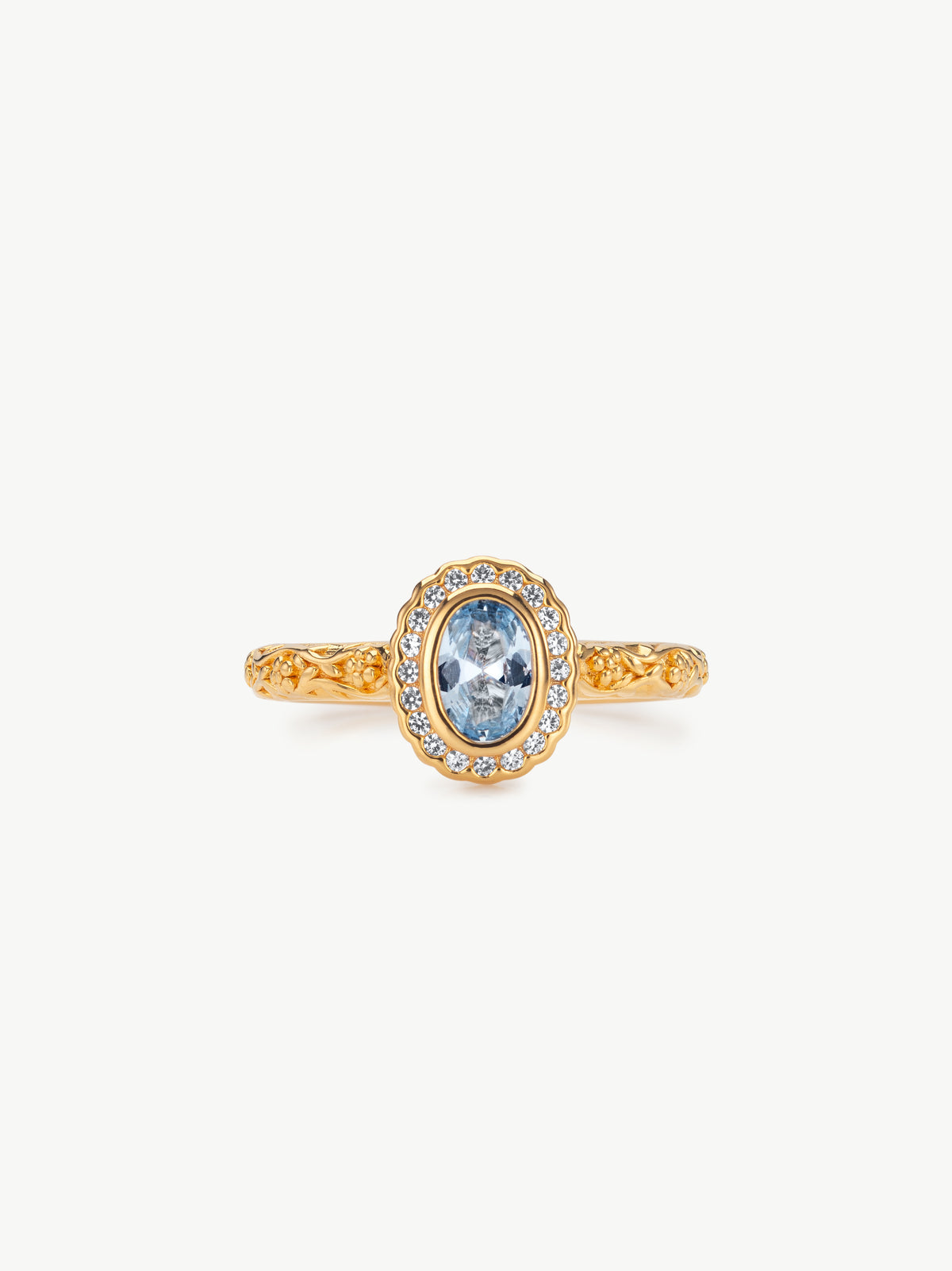 Daphne Aquamarine regency style ring gold vermeil