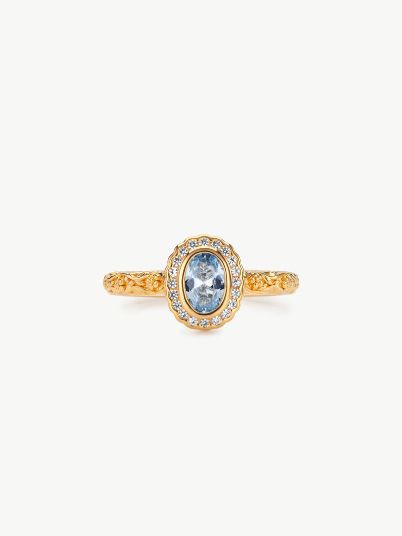 Daphne Aquamarine regency style ring gold vermeil