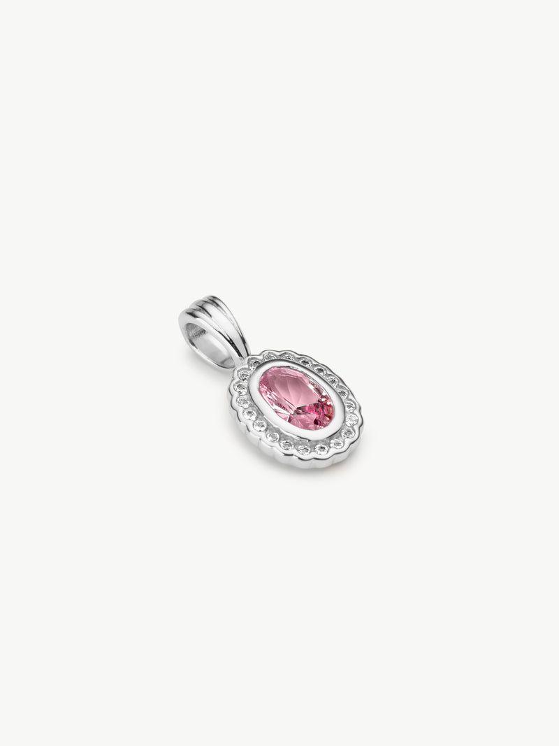 White and Pink Sapphire pendant in sterling silver angle shot