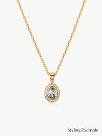 Daphne Aquamarine regency style pendant on chain in gold vermeil