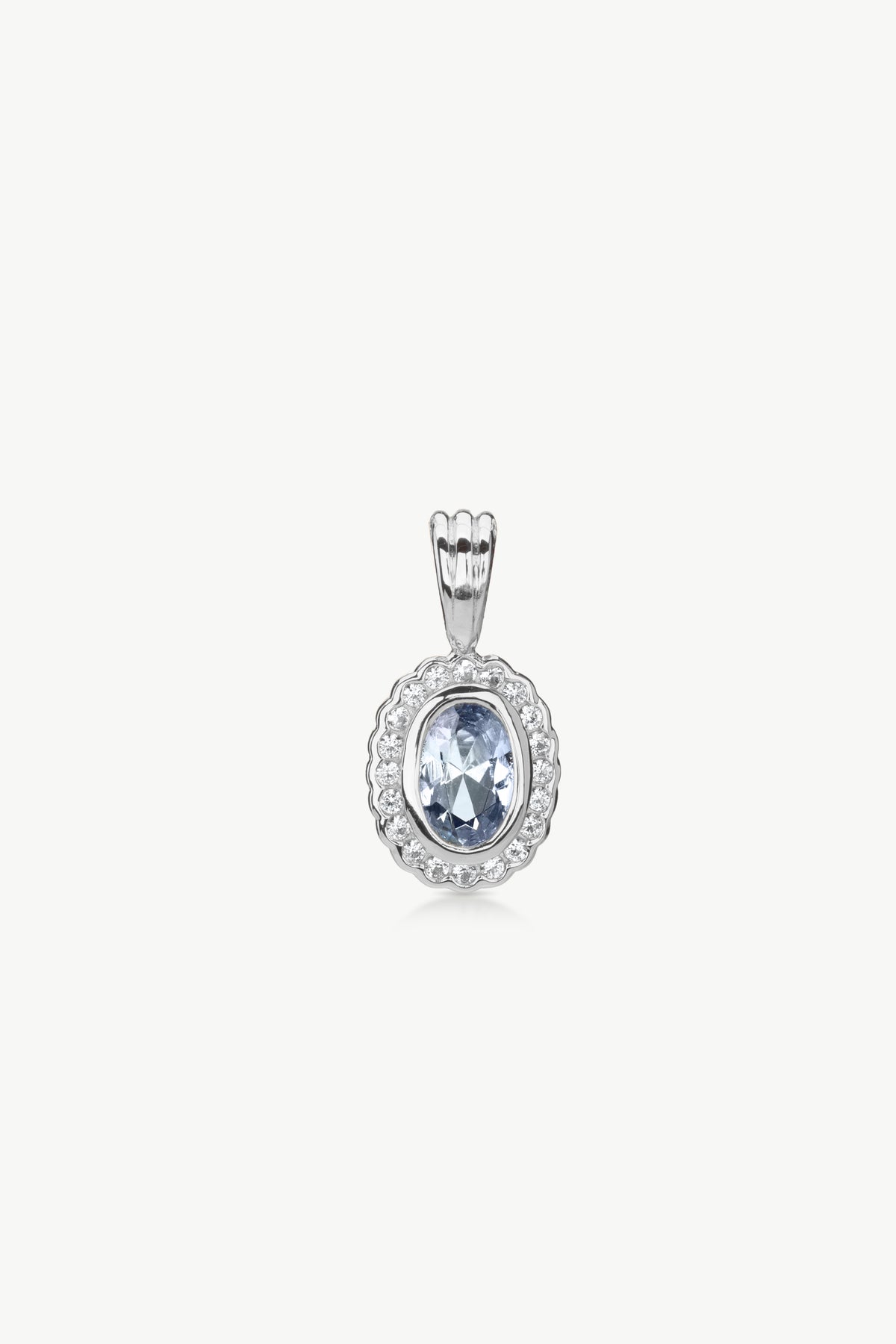 Daphne Aquamarine regency style pendant sterling silver front