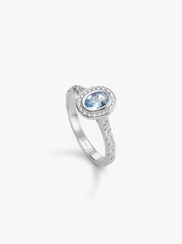 Daphne Aquamarine regency style ring sterling silver side