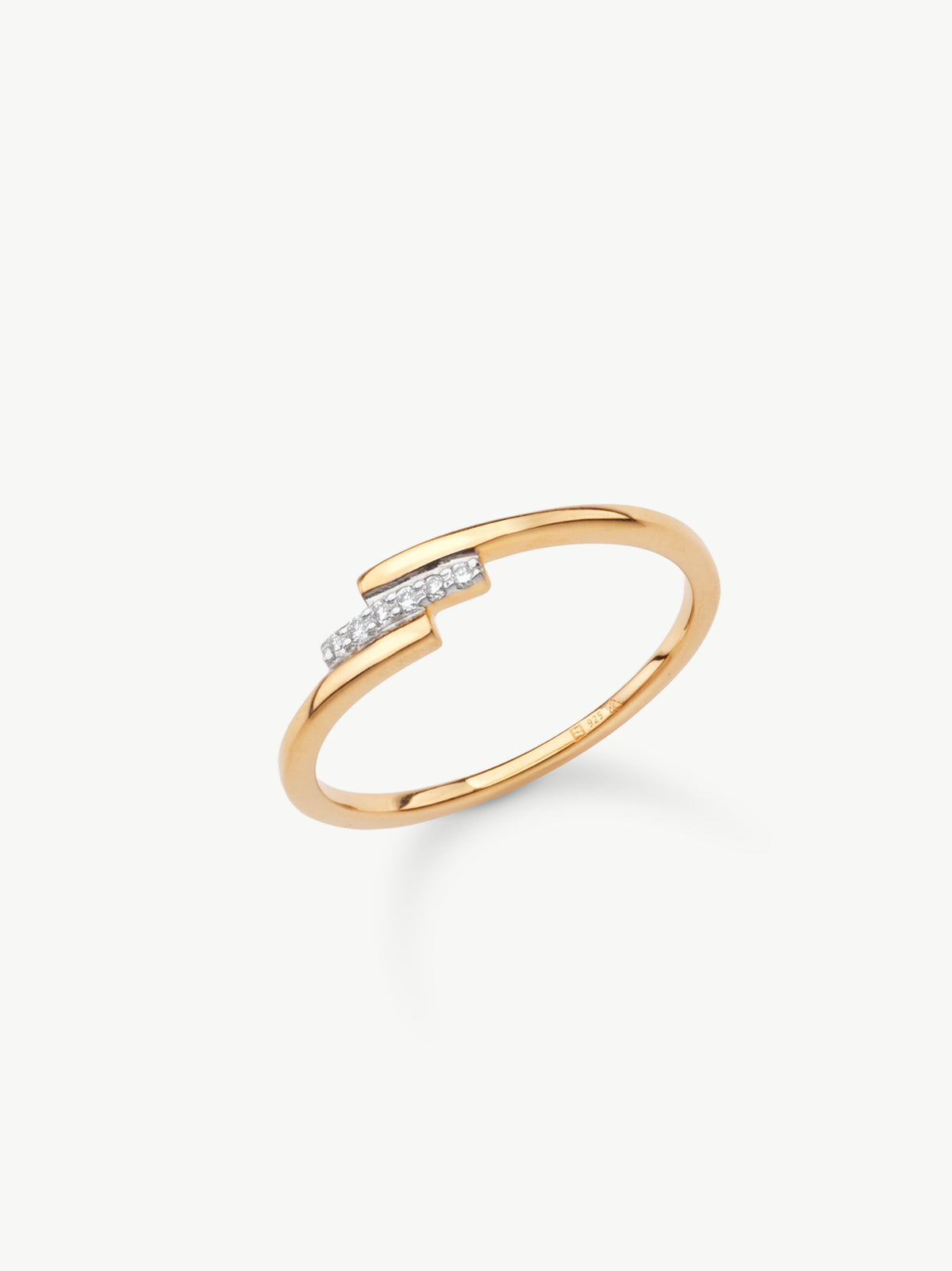 Crossover Diamond Ring in gold vermeil