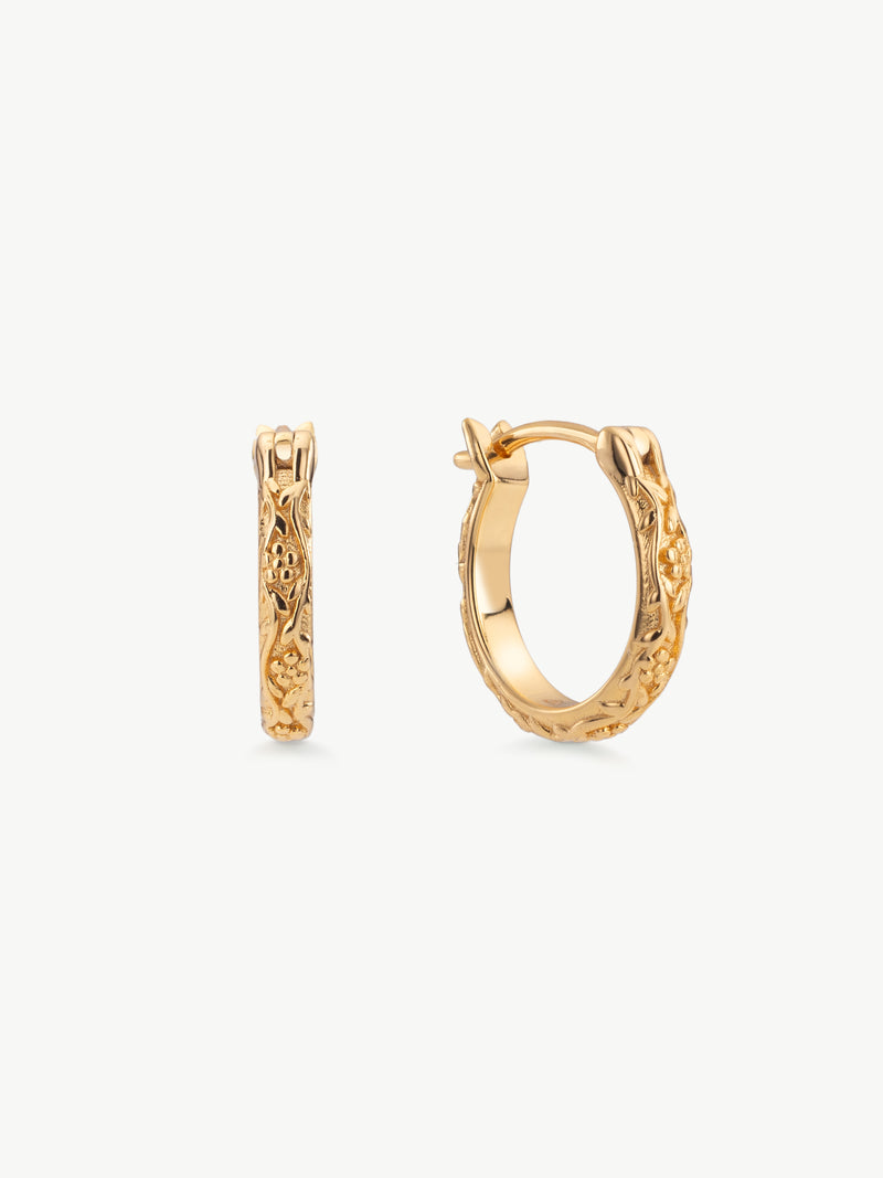 Pair of gold vermeil nature detail hoops