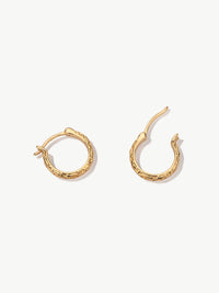 Pair of Delphine gold vermeil nature detail hoops side shot