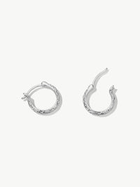 Pair of sterling silver Delphine nature detail hoop earrings