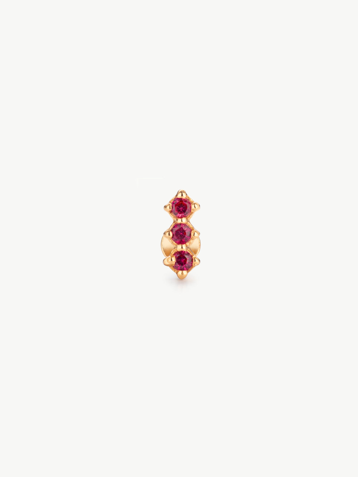 Lab Ruby Helix stud in gold vermeil