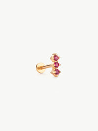Triple Ruby Helix Stud (Single)