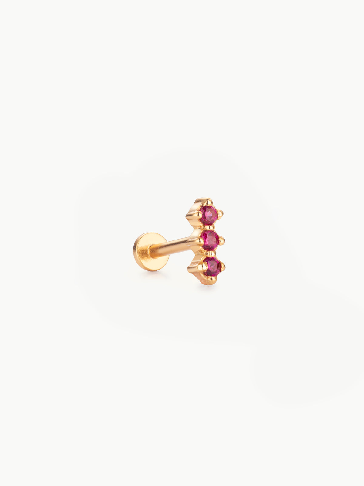 Ruby Helix stud in gold vermeil