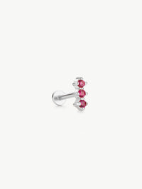 Triple Ruby Helix Stud (Single)