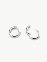 Huggie hoop earrings in sterling silver different angle