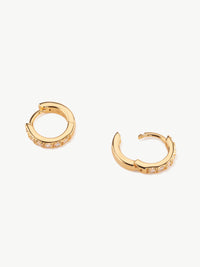 lab diamond huggie hoops in 18ct gold vermeil side view