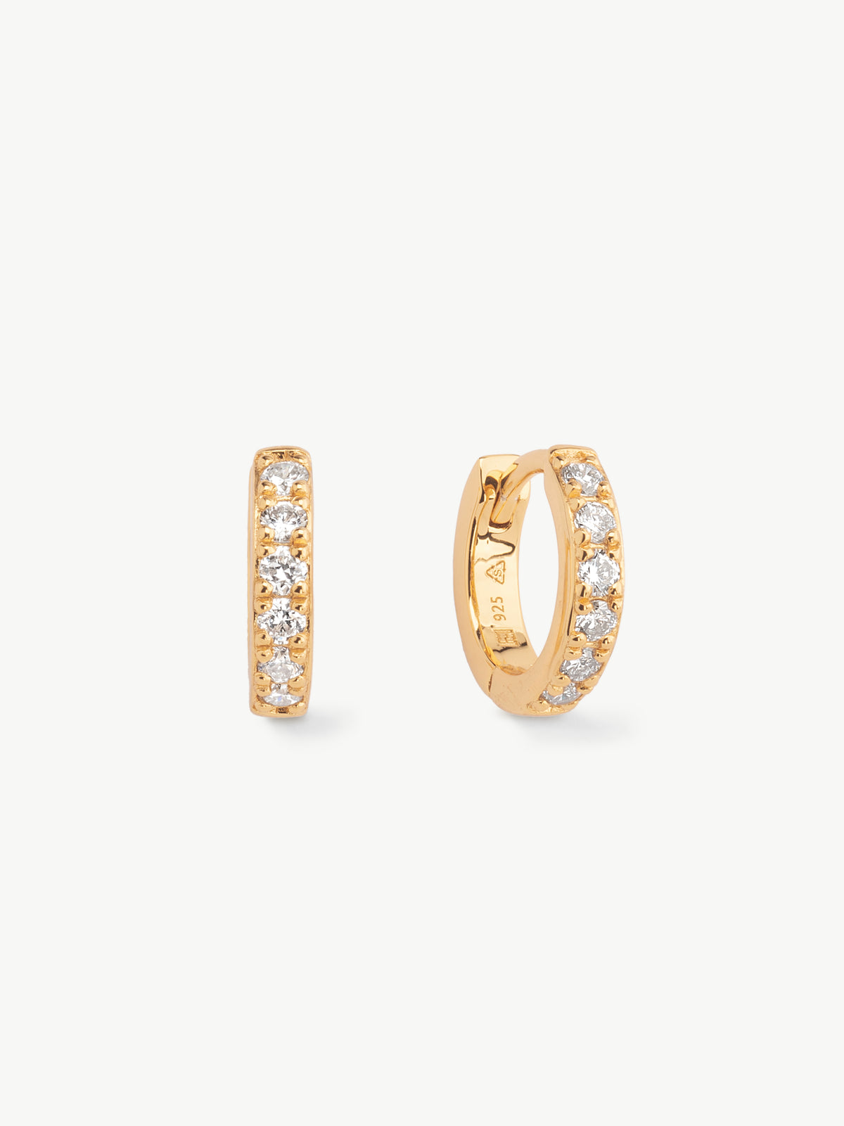 Lab Diamond Huggie Hoops in 18ct gold vermeil