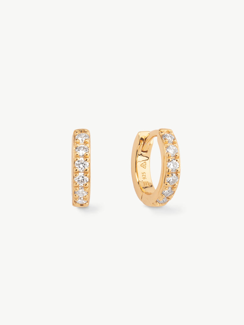 Lab Diamond Huggie Hoops in 18ct gold vermeil