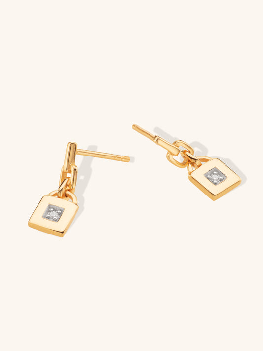 Mini Lock Diamond Earrings