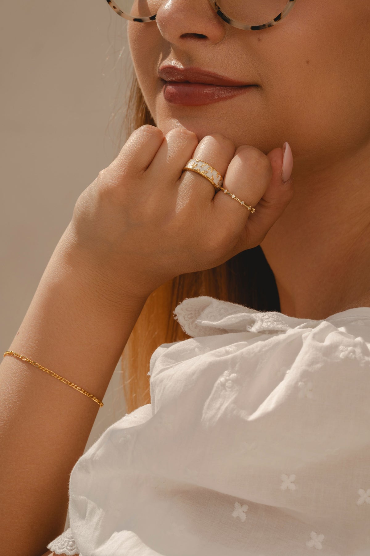 Flora Mother Of Pearl Style Enamel Ring