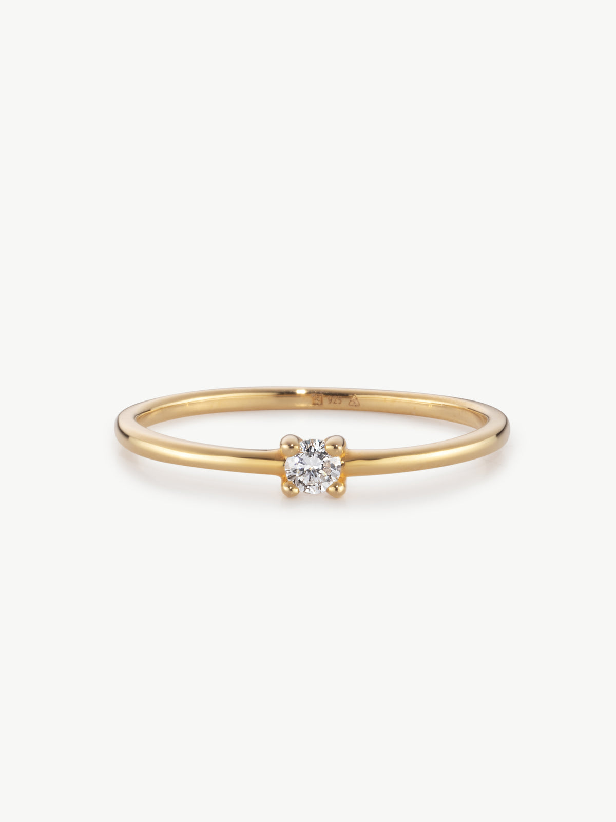 lab grown diamond solitaire ring in gold vermeil from L'ERA jewellery