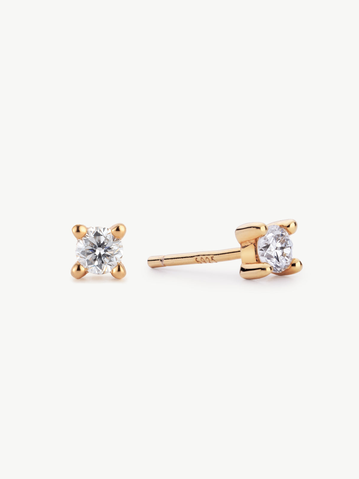 Classic lab grown diamond studs in gold vermeil
