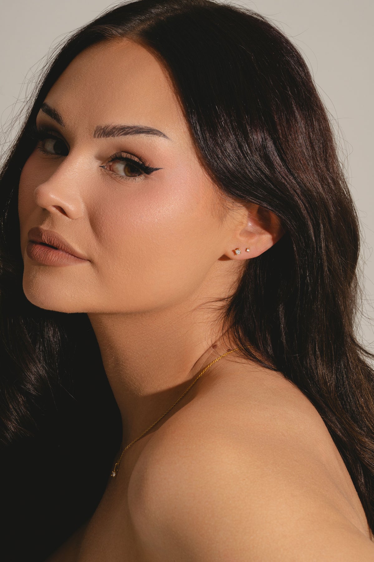 Classic lab grown diamond studs in gold vermeil on Talia Mar