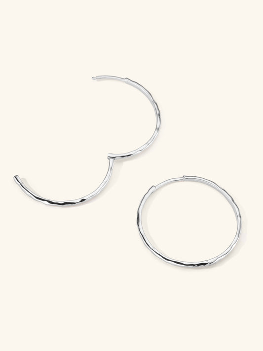 Large Molten Hinged Hoops in Sterling Silver. Earrings