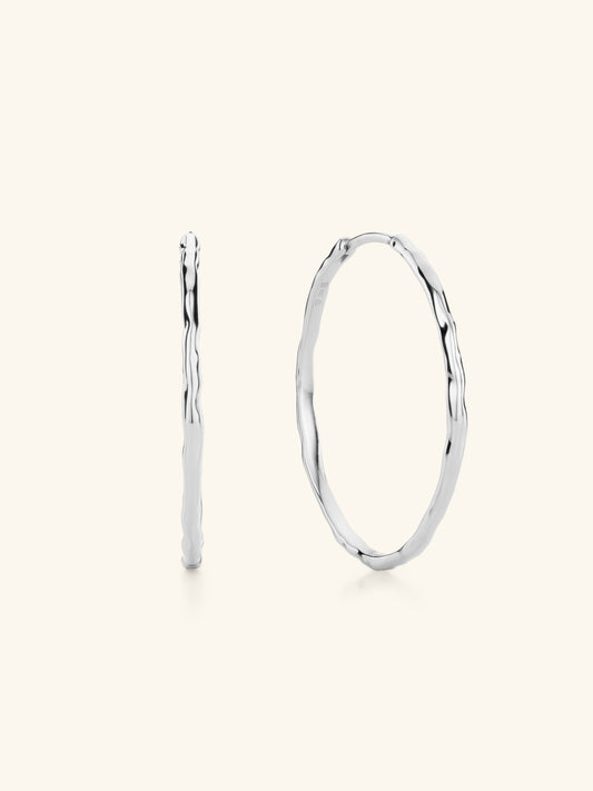 Large Molten Hinged Hoops in Sterling Silver. Earrings