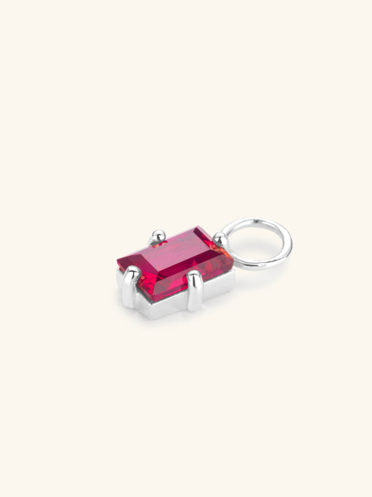 Baguette  Ruby Earring Charm Sterling Silver