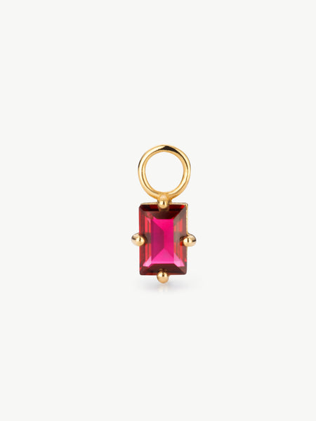 Baguette lab grown Ruby earring charm in gold vermeil