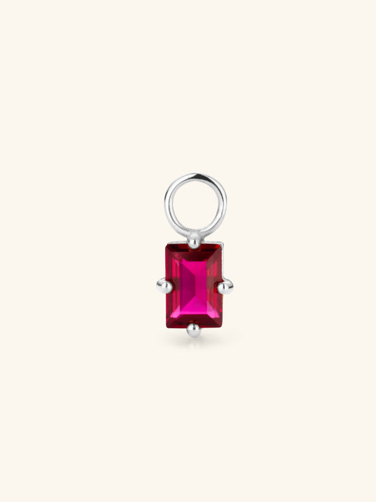 Baguette Ruby Earring Charm Sterling Silver